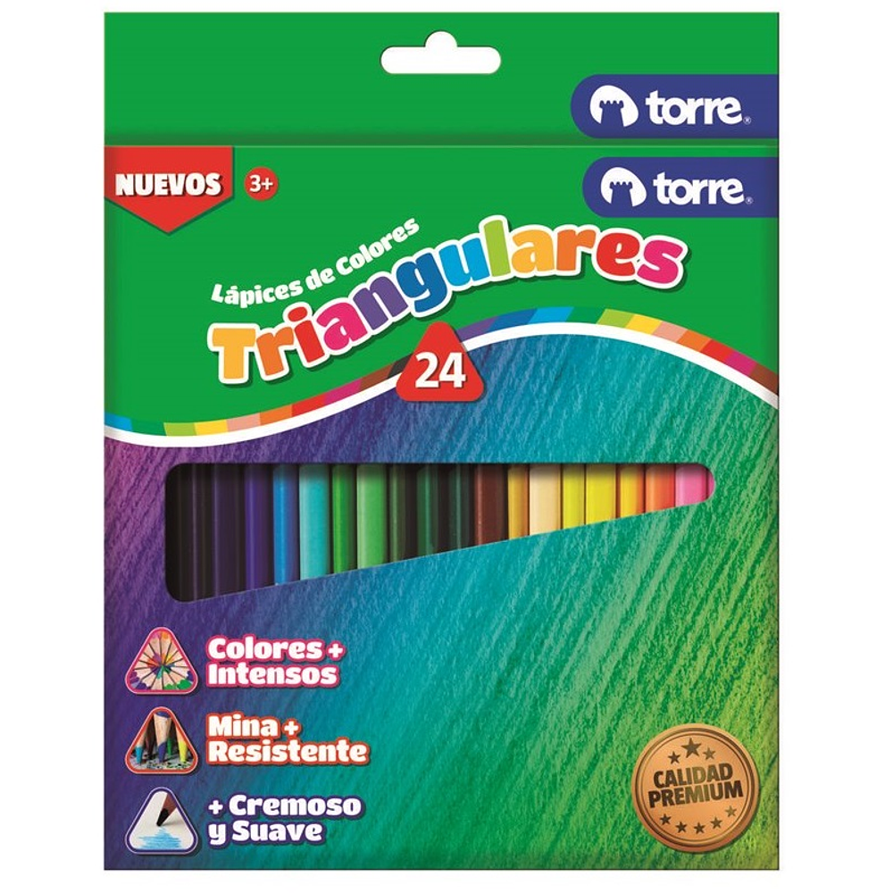 Lapices Triangulares 24 Color Torre