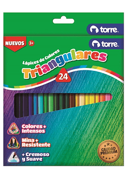 Lapices Triangulares 24 Color Torre