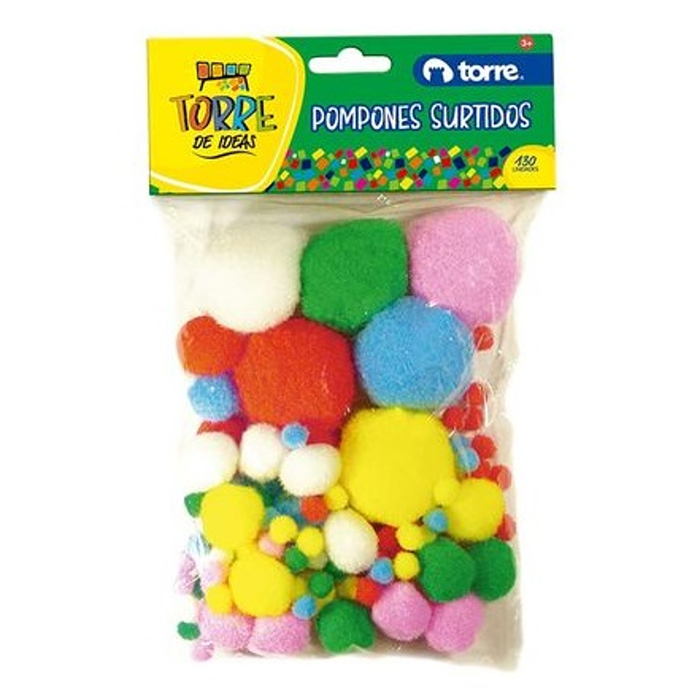 Pompones Colores y tamaños surtidos 100 unidades