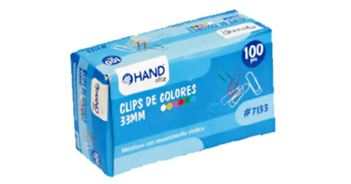Hand - Clip Colores Punta Redonda 33Mm 100 Un | Libreria Globo | Tu ...