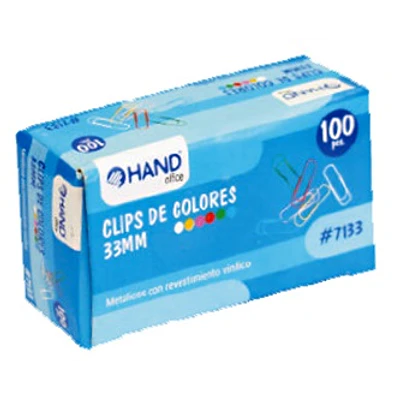 Hand - Clip Colores Punta Redonda 33Mm 100 Un