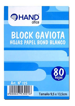 Block Gaviota - 80 Hojas Blancas "Hand"
