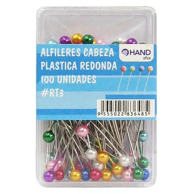 Hand - Alfileres Cabeza Perla, Colores Surtidos, 100 Un