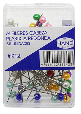 Alfileres Cabeza Perla, Colores Surtidos, 50 Unis Hand