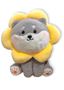 Peluche Kawaii Perrito con Flor Amarilla - 24 CM