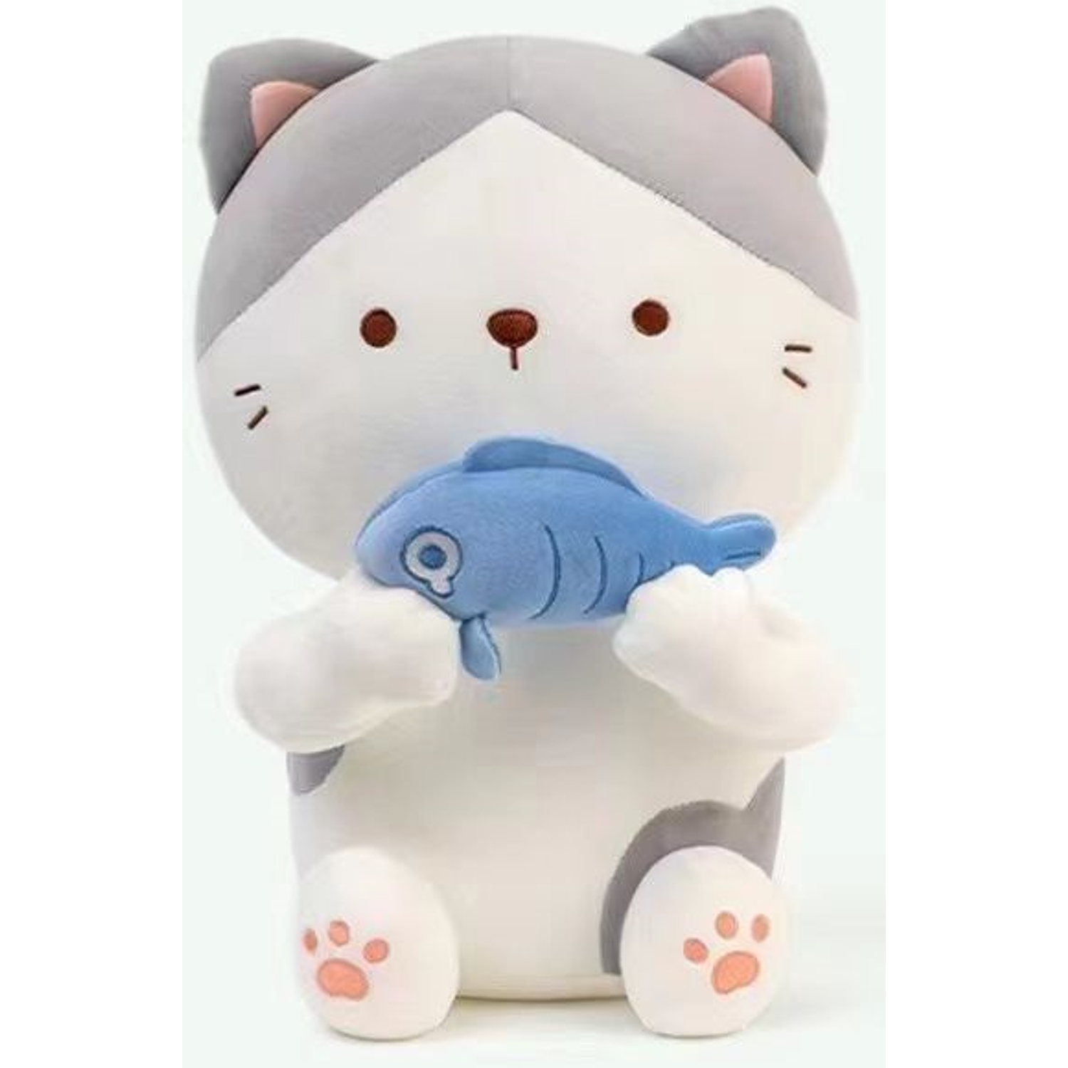 Peluche Gatito Kawaii Con Pez - 24CM 1