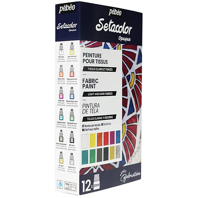 Pebeo - Pintura para Tela - Setacolor Opaque - Set 12 Colores Tornasol - 20ml