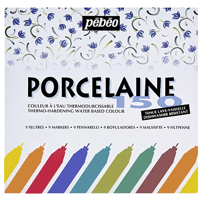 Pebeo - Marcadores para Porcelana - Porcelaine 150 - Set 9 Colores Punta Media