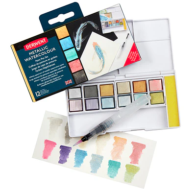 Derwent - Acuarela en Pastillas - Set 12 Colores Iridiscentes