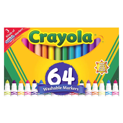 Crayola - Marcadores Lavables 64 Unidades 