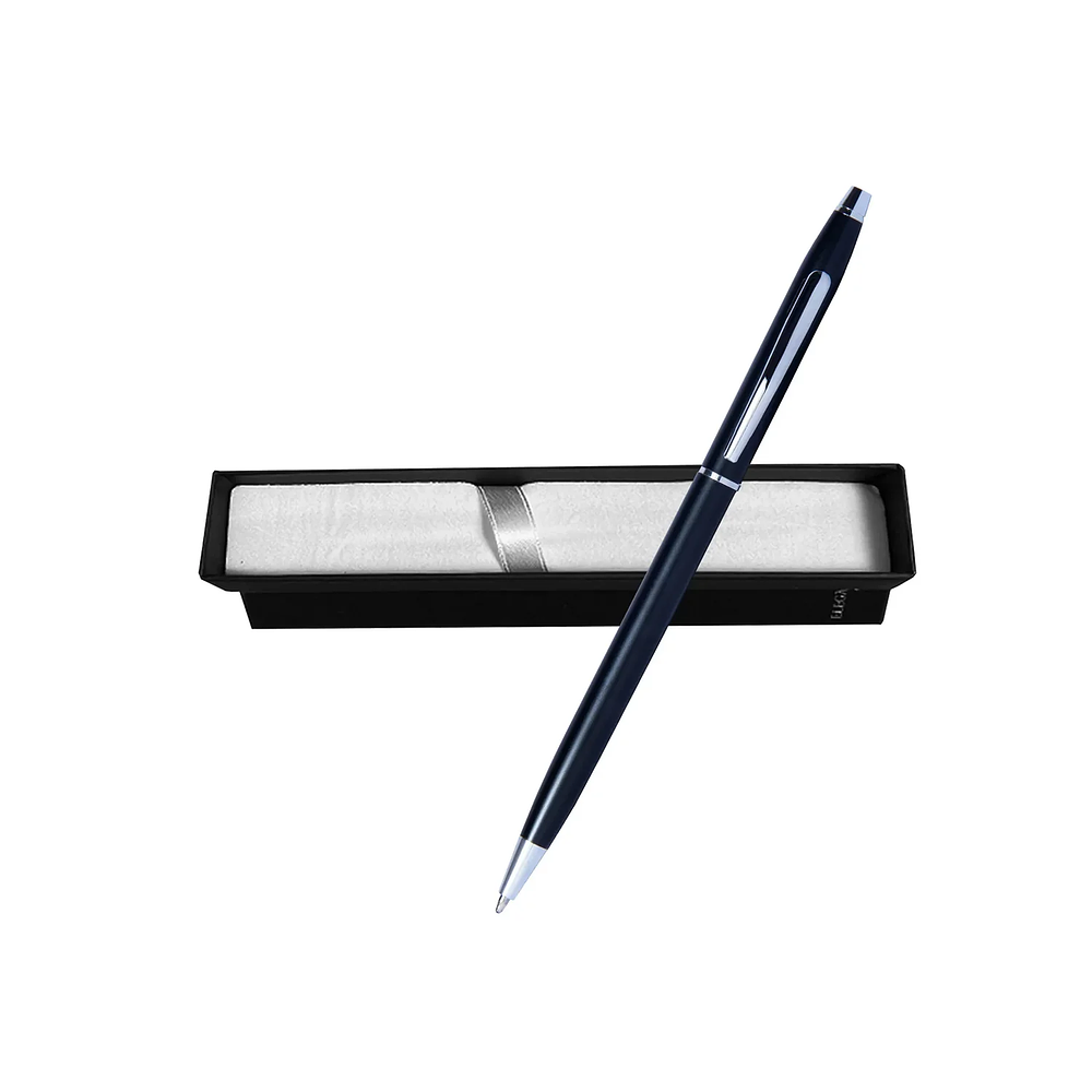 Bolígrafo Metálica Cromada con Tinta Azul - Recargable tipo Cross
