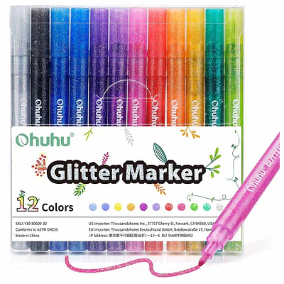 Ohuhu - 12 Marcadores Glitter Metálicos