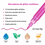 Ohuhu 12 Marcadores Glitter Metálicos