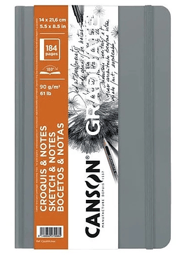 Artbook Graduate Canson Croquis 90G Gris Osc 14X21.6