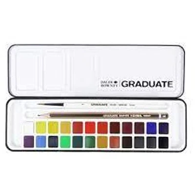 Daler and Rowney - Acuarelas en Pastilla - 24 Colores (Incluye Pincel + Grafito)