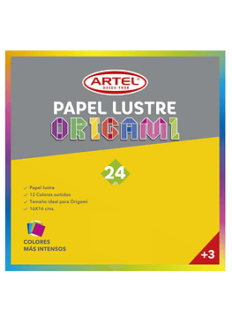 Block Papel Lustre 24 Hojas 12 Colores 16X16