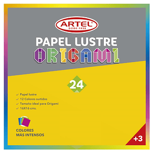 Block Papel Lustre 24 Hojas 12 Colores 16X16