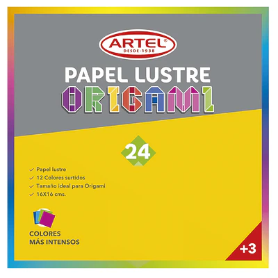 Artel - Block Papel Lustre 24 Hojas 12 Colores 16X16