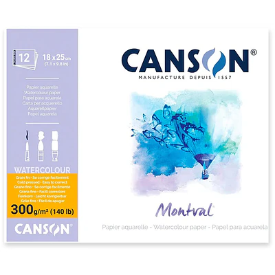 Canson - Block Acuarela Montval - 18x25 cm - 12 Hjs - 300 Gr