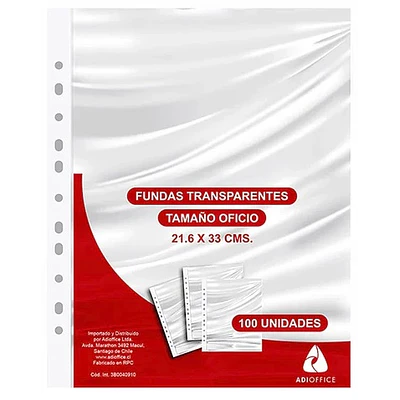 Adioffice - Funda Transparente Oficio - 100 Un