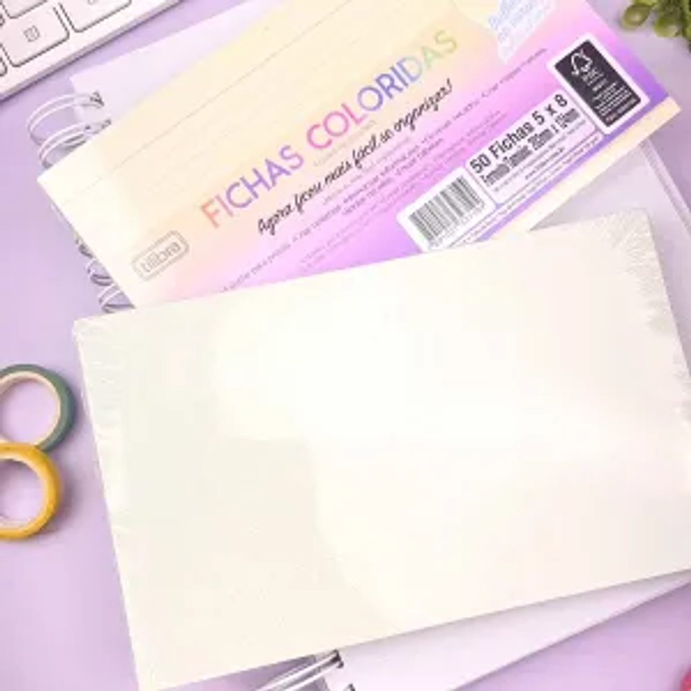 Tilibra - Tarjetas Kardex - Colores Pasteles - Lineas y Puntos - 50 Hjs