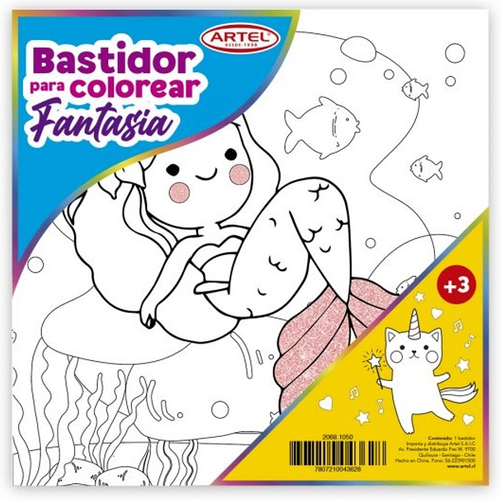 Artel - Bastidor para Colorear - Fantasias - 25x25CM