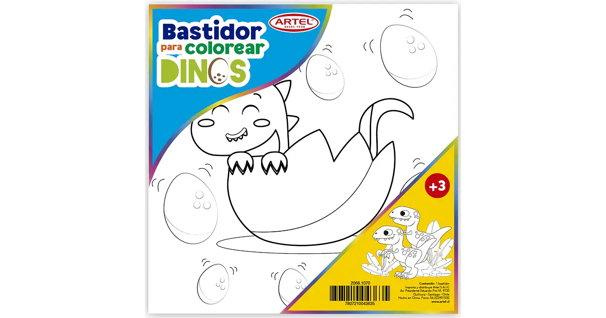 Bastidor para Colorear Dino 25x25cm