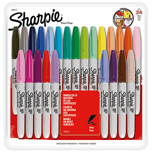 Sharpie - Marcadores Permanentes Punta Fina - 24 Colores