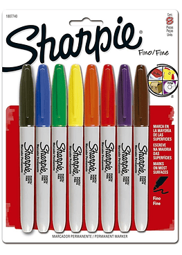 Sharpie - Marcadores Permanentes Punta Fina - 8 Colores 