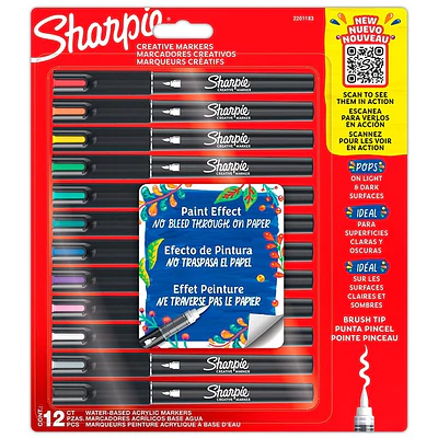 Sharpie - Marcadores Acrilicos Punta Pincel - 12 Colores