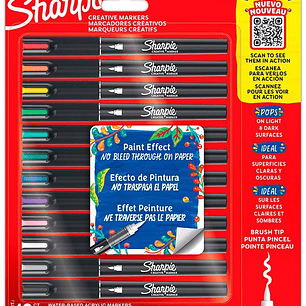 Sharpie - Marcadores Acrilicos Punta Pincel - 12 Colores