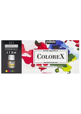 Pebeo - Tinta de Acuarela Colorex - Set 6 x 20ml - Colores Esenciales