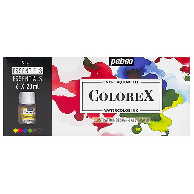 Pebeo - Tinta de Acuarela Colorex - Set 6 x 20ml - Colores Esenciales