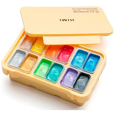Himi - Gouache 12 Colores Metalicos - 12 ML - Formato Mini