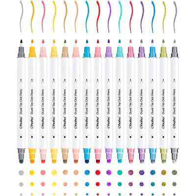 Ohuhu - Marcadores de puntos - Doble punta - 15 colores
