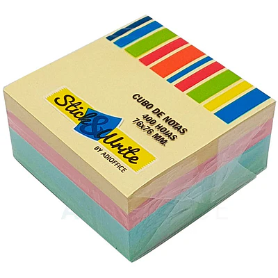Stickwrite - Notas Adhesivas - 76x76 mm - 400 Hojas - Mix Pastel