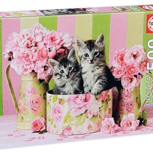 Educa - Puzzle Gatitos con Rosas de 500 Piezas - 48x34 cm