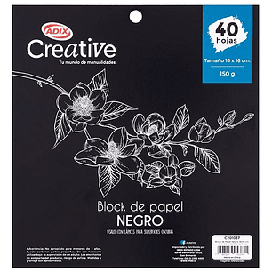 Dactic - Block Papel Negro - 16X16Cm - 40H - 150G