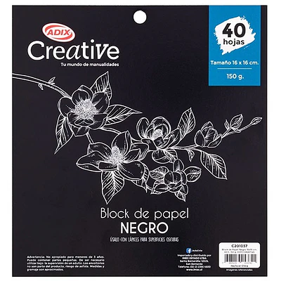 Adix - Block Papel Negro - 16X16Cm - 40H - 150G