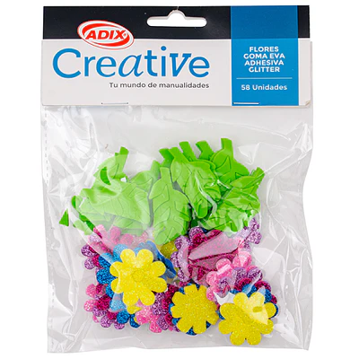 Adix - Stickers Goma Eva Glitter - Flor - 58U