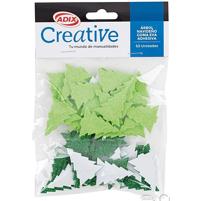 Adix - Arbol Navideño Goma Eva Glitter Adhesivo - 50UN
