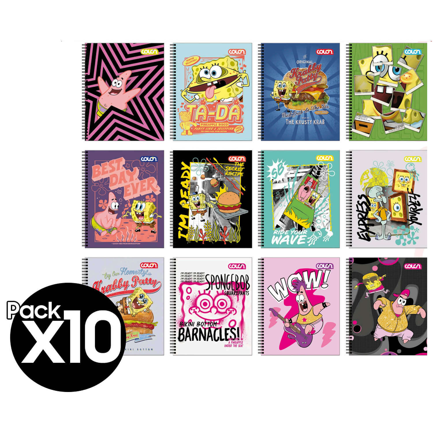 Colon - Cuadernos Universitarios - Bob Esponja - Pack 10 UN