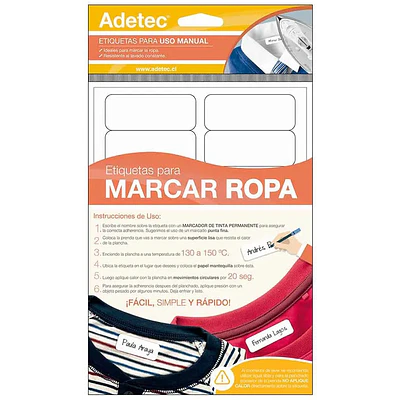 Adetec - Etiqueta Para Marcar Ropa - 63 X 25 Mm 