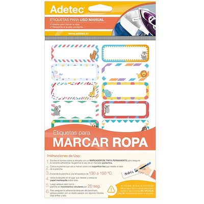 Adetec - Etiqueta Para Marcar Ropa - 63 X 25 Mm - Niños