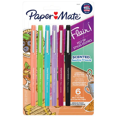 Paper Mate - Marcadores Flair con Aroma - Punta Media - 6 Colores