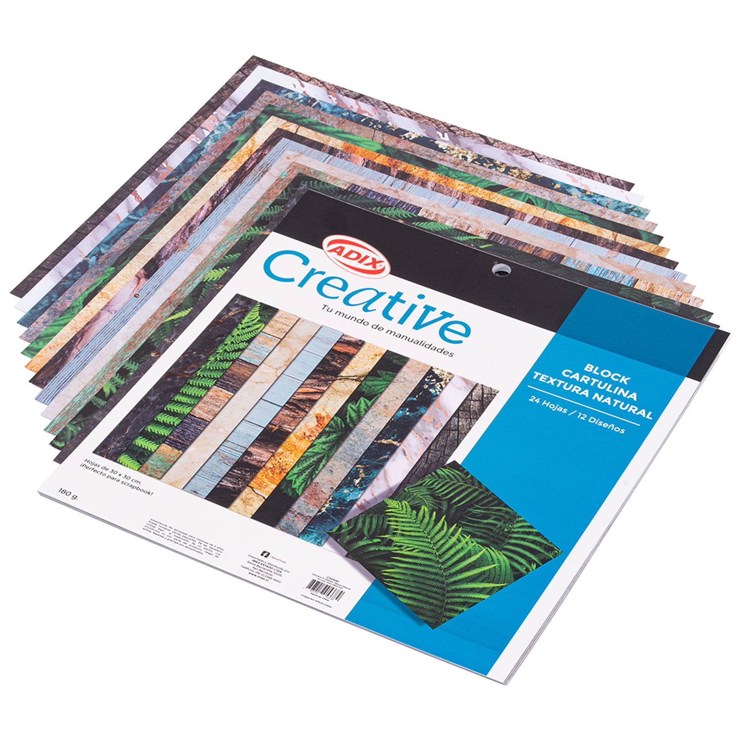 Adix - Cartulina 12 Diseńos Textura Natural 24 Un - 180Gr 4