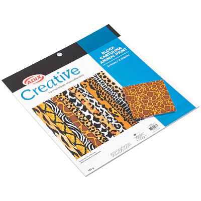 Adix - Cartulina 12 Diseńos Animal Print 24 Un - 180 Gr