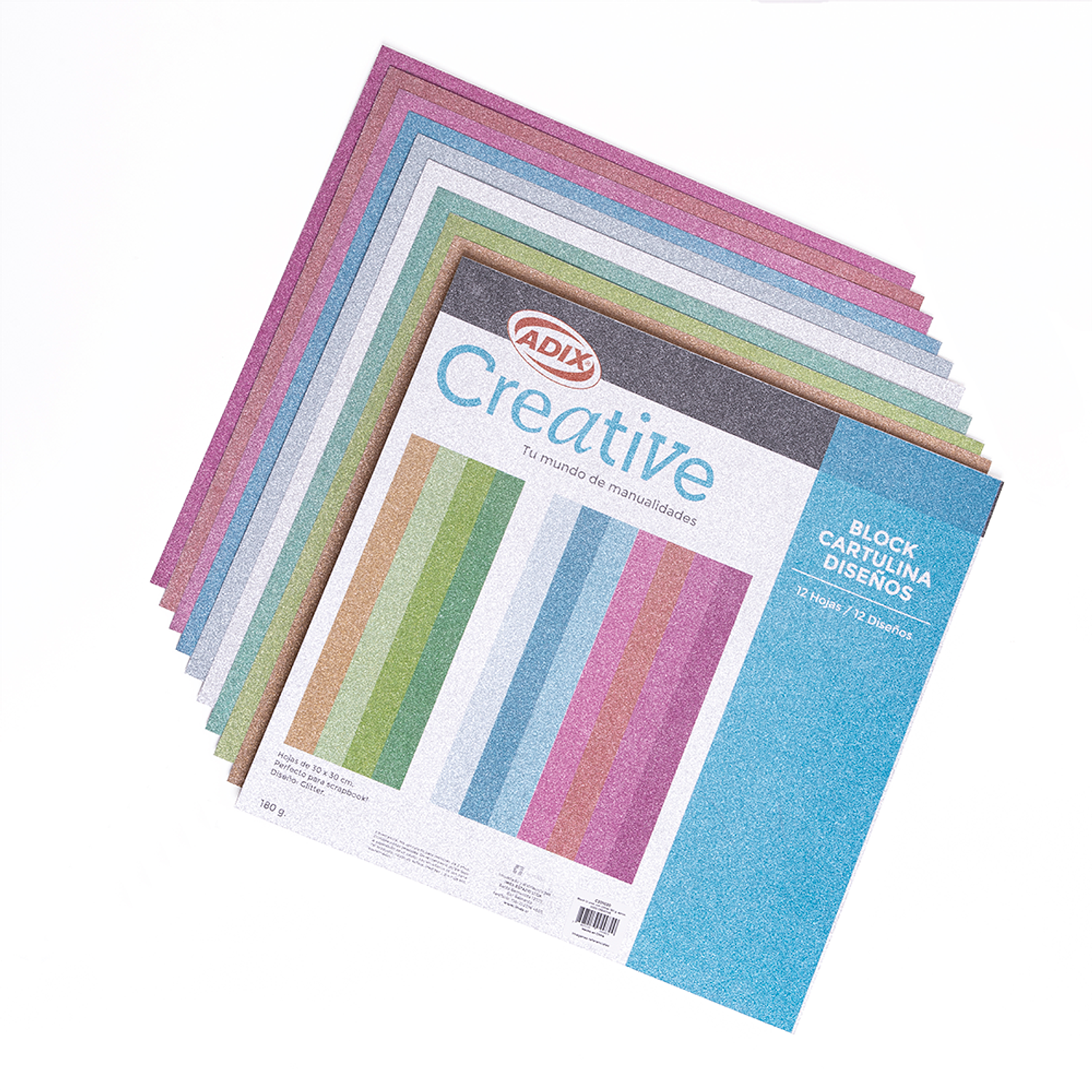 Adix - Cartulina 12 Diseńos Glitter 12Un - 180Gr 7