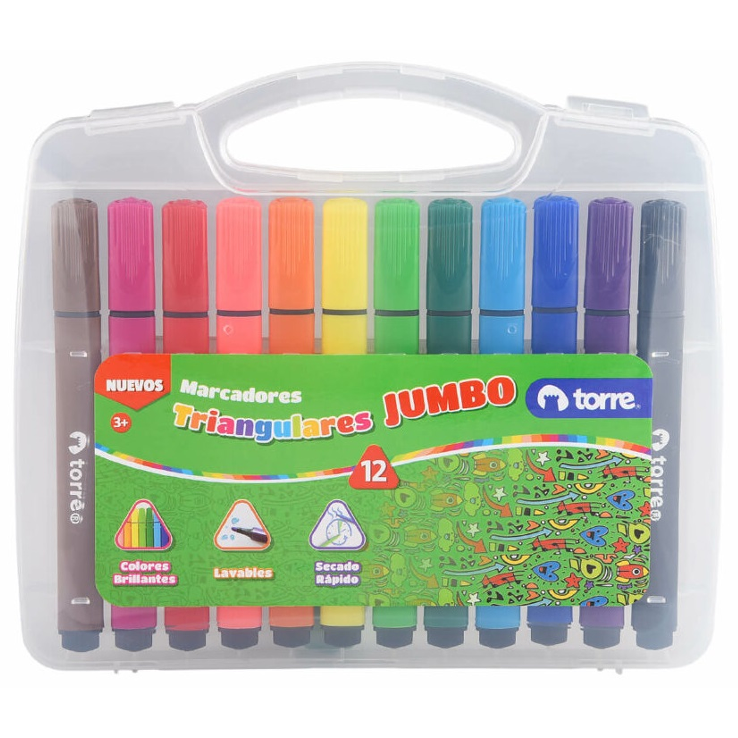 Torre - Plumones Jumbo Triangulares 12 Colores 1