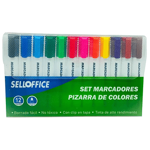 Selloffice - Set Marcadores de Pizarra - 12 Colores